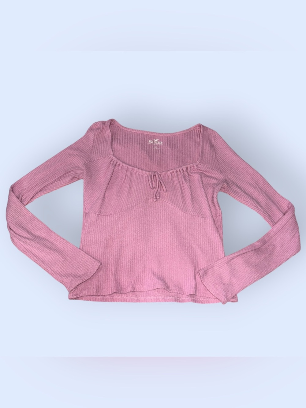 Hollister Pink Ribbed Milkmaid Long Sleeve Top